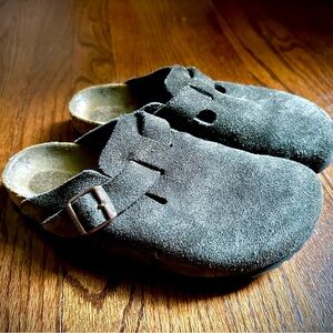 Birkenstock Moss Green Suede Mules 38 Narrow